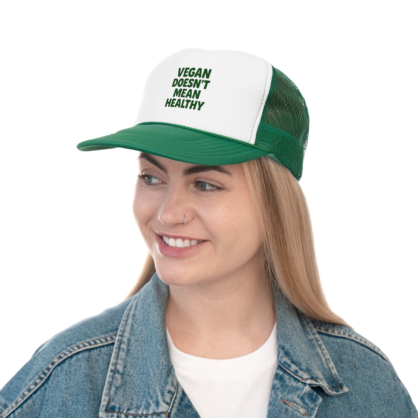 Vegan Message Trucker Cap, Cool Caps for Vegans, Funny Outdoor Accessories, Gifts for Plant-Based Lovers, Summer Festival Fashion